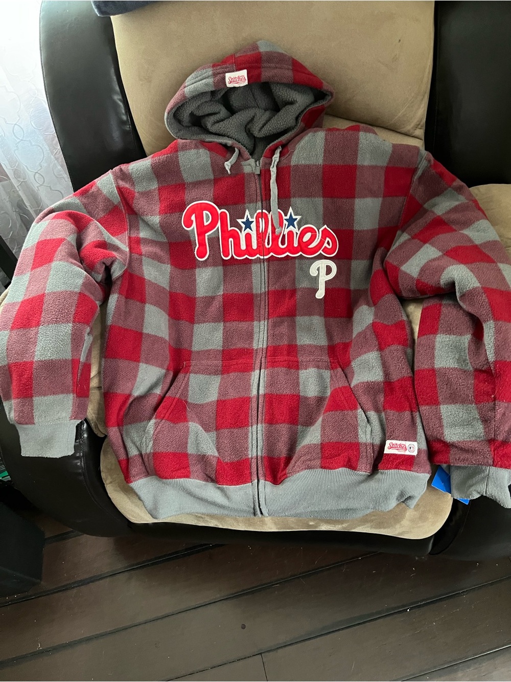 Philadelphia Phillies Plaid Fleece Full-Zip Hoodie XL | Stitches Athletic Gear